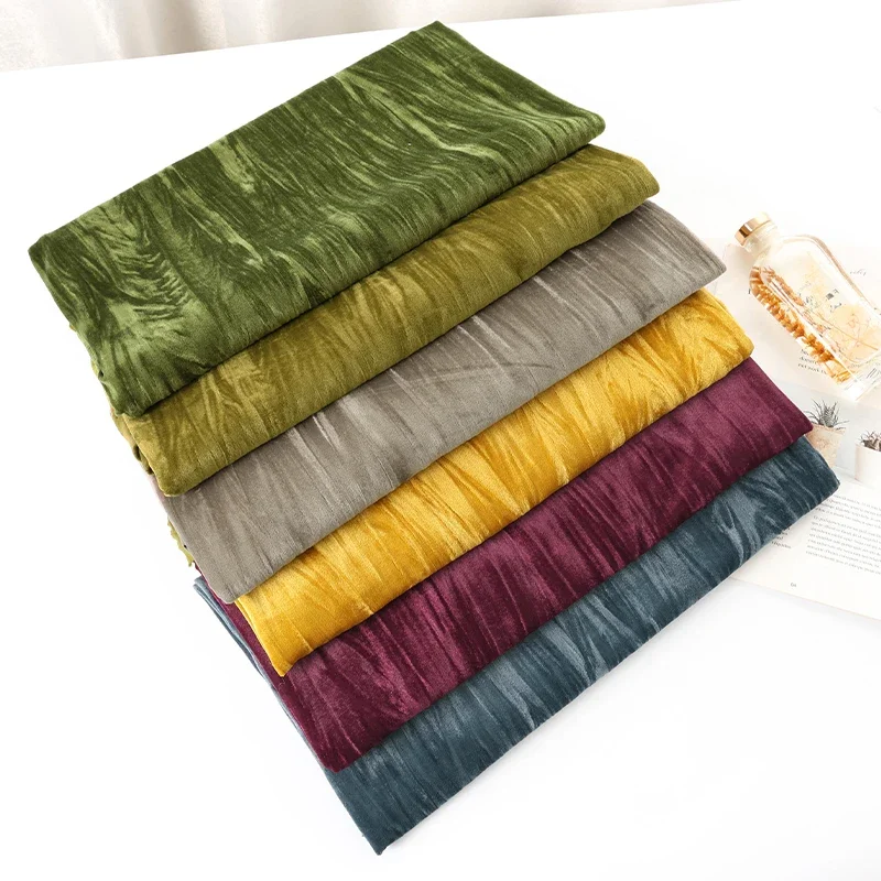 0.5/1/2/3 Yard Soft Elastic Pleated Velvet Fabric Making Dresses, Pants,Pillowcase, Background Decoration DIY Clothing Fabrics