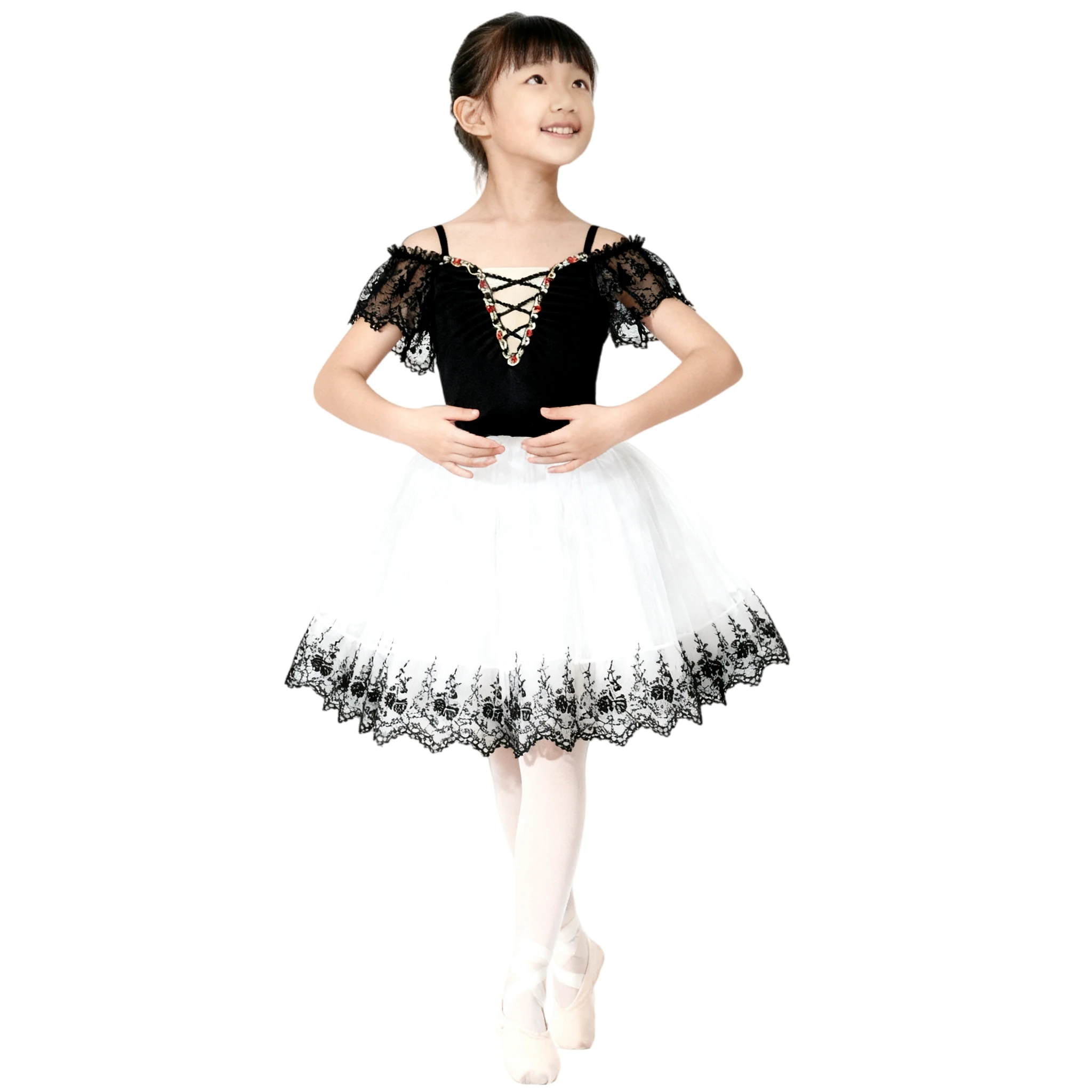 

Kids Romantic Black Ballet Tutu Skirts Ballerina Dress Children's Princess Dance Performance Clothing Practice Dress