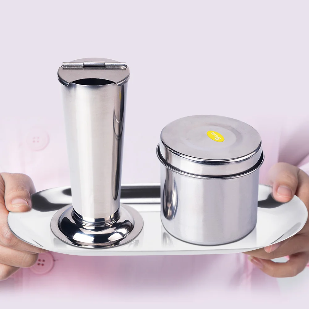 

Stainless Steel Tweezers Storage Box holding cartridge forceps bucket sterilization container cotton ball sterilization