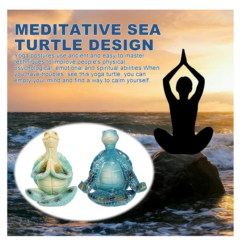 N85R-2 PCS Sea Turtle Meditation Home Decor, Meditation Figurine, Home Decor Yoga Resin Sea Turtle Statue For Home Office