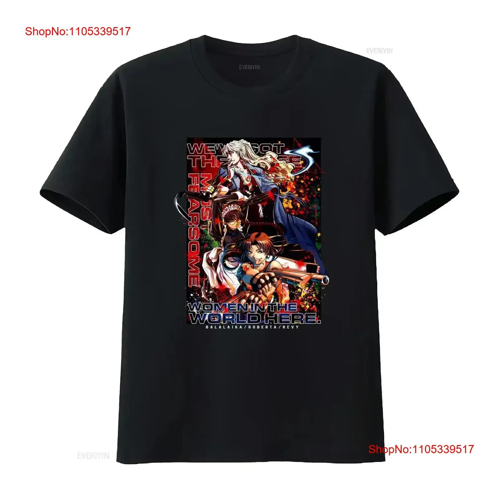 Camiseta a todo color Black Lagoon Balalaika Roberta Revy Japan Cospa, nueva ropa de diseñador vintage de algodón lavado, cómoda