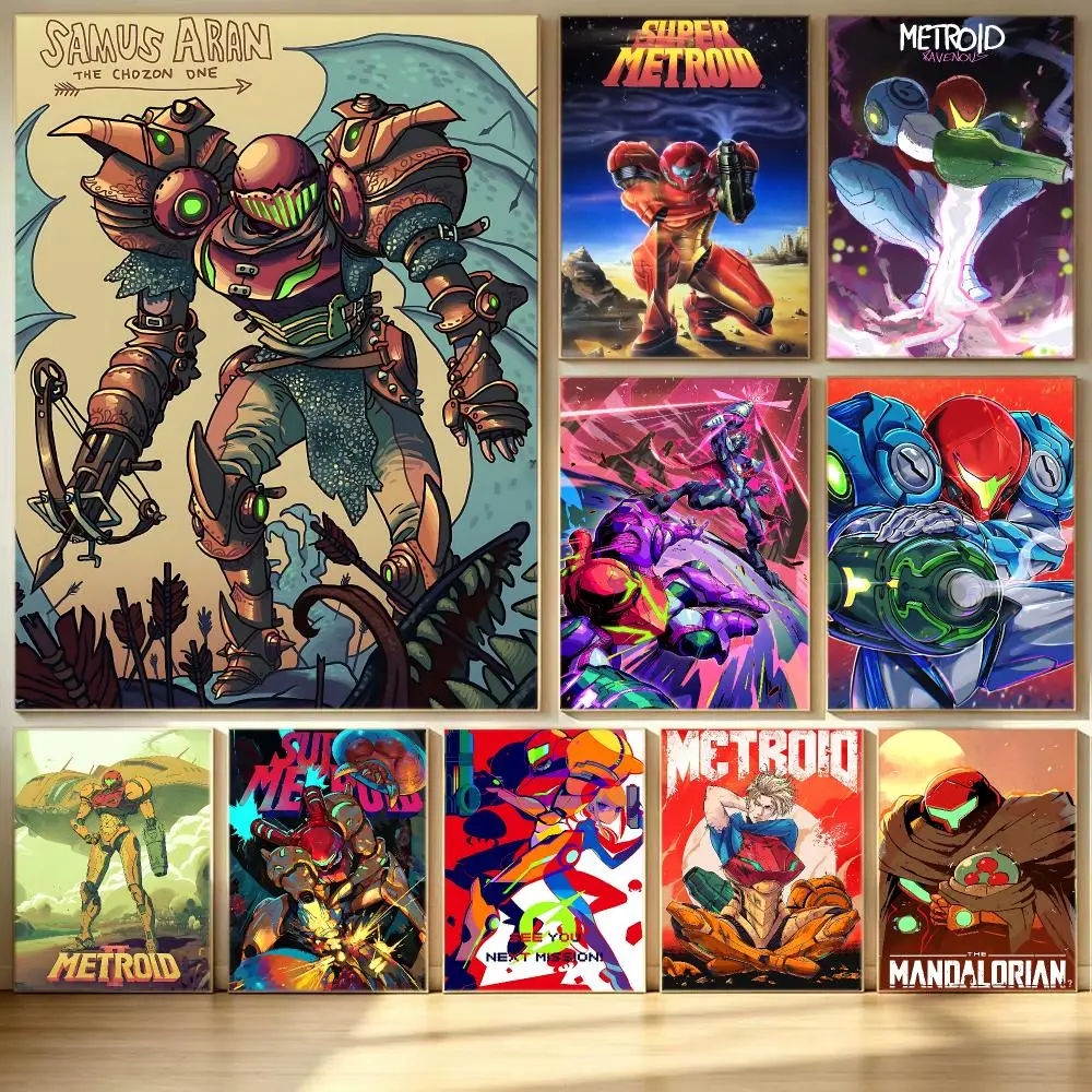 game Metroid Poster Poster HD  Printing Soothing and Cream Style Home Decor for the Living Room cafes Gift Giving