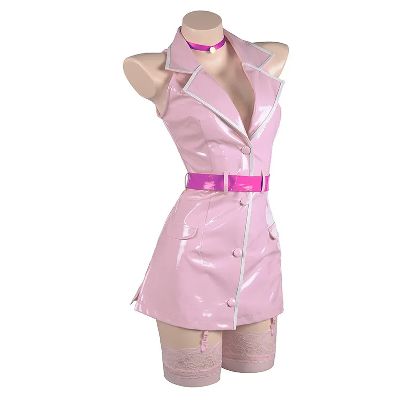 Anime Date A Live yatogami tohka pink PU leather dress anime cosplay costumes sexy woman nurse uniform suit Halloween dresses