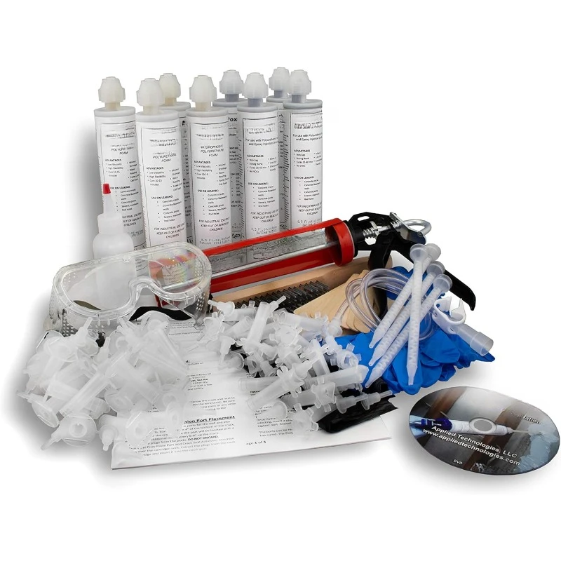 20' Fast Set Concrete Foundation Crack Leak Repair Kit, Stop Leaks in Basement Walls，home.