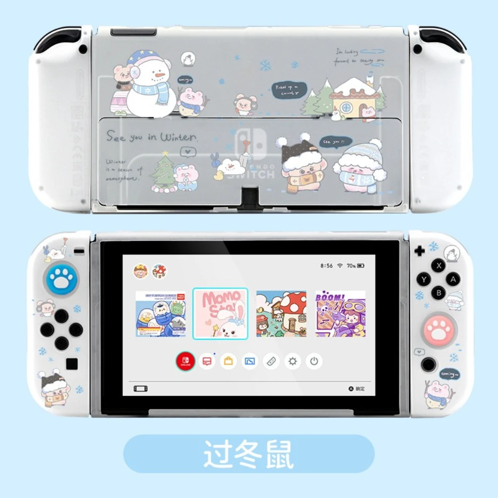 Transparent Split Protective Case for Nintendo Switch OLED NS Console Dockable Kawai Anime Joy-Con Controllers TPU Soft Shell
