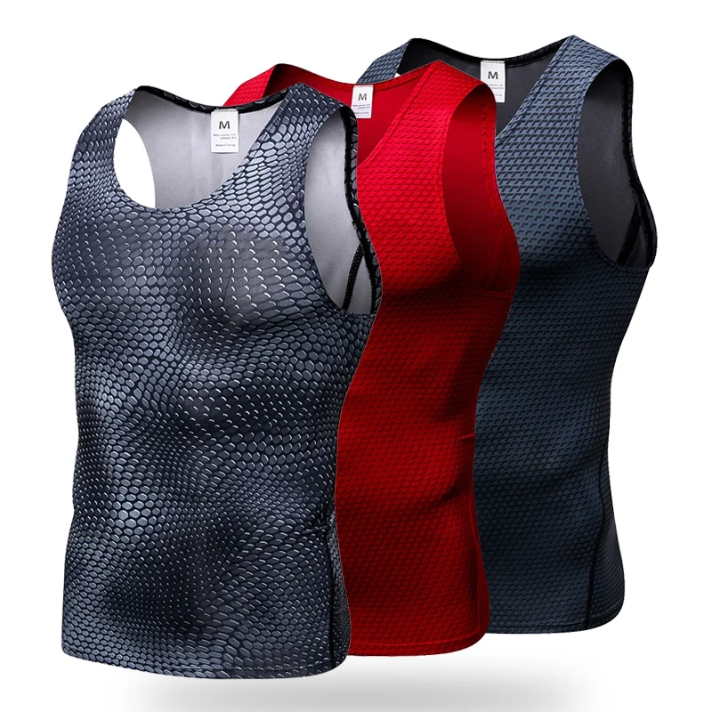 

Men Quick Dry Compression Running Vest Gym Sleeveless Training Fitness Tops Exercise Training Singlet Tight T Shirt Custom Logo