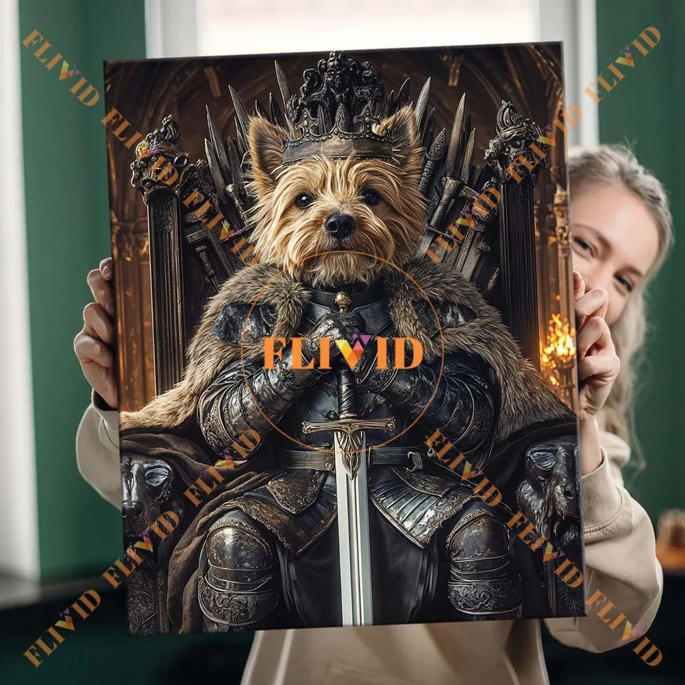 Custom Gentleman Cat Dog Portrait General Captain King Poster Wall Art Canvas Painting Wall Pictures For Living Room Unframed