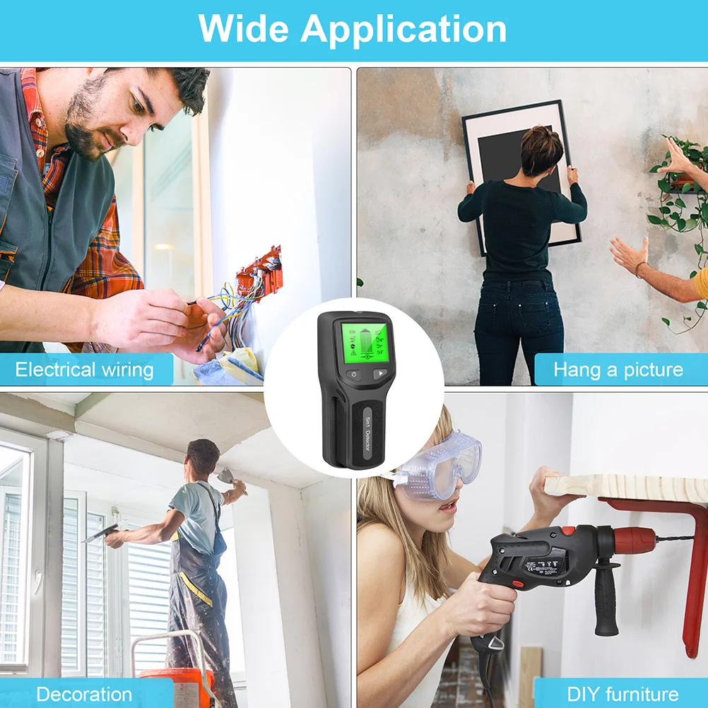 

5 in 1 Wall Scanner Durable Stud Finder Sensor Compact Handheld Electronic Metal Wire Nail Finder LCD Display Wall