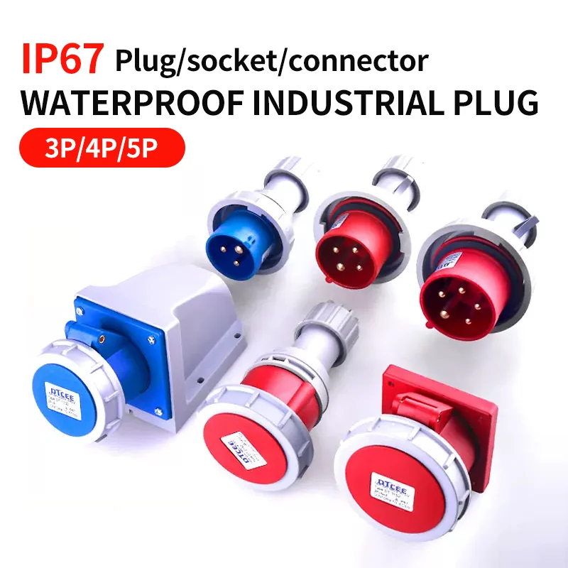 

Industrial Plug and Socket 3P/4P/5Pin Electrical Connector 16A 32A IP67waterproof Wall Mounted Socket MALE FEMALE 220V 380V