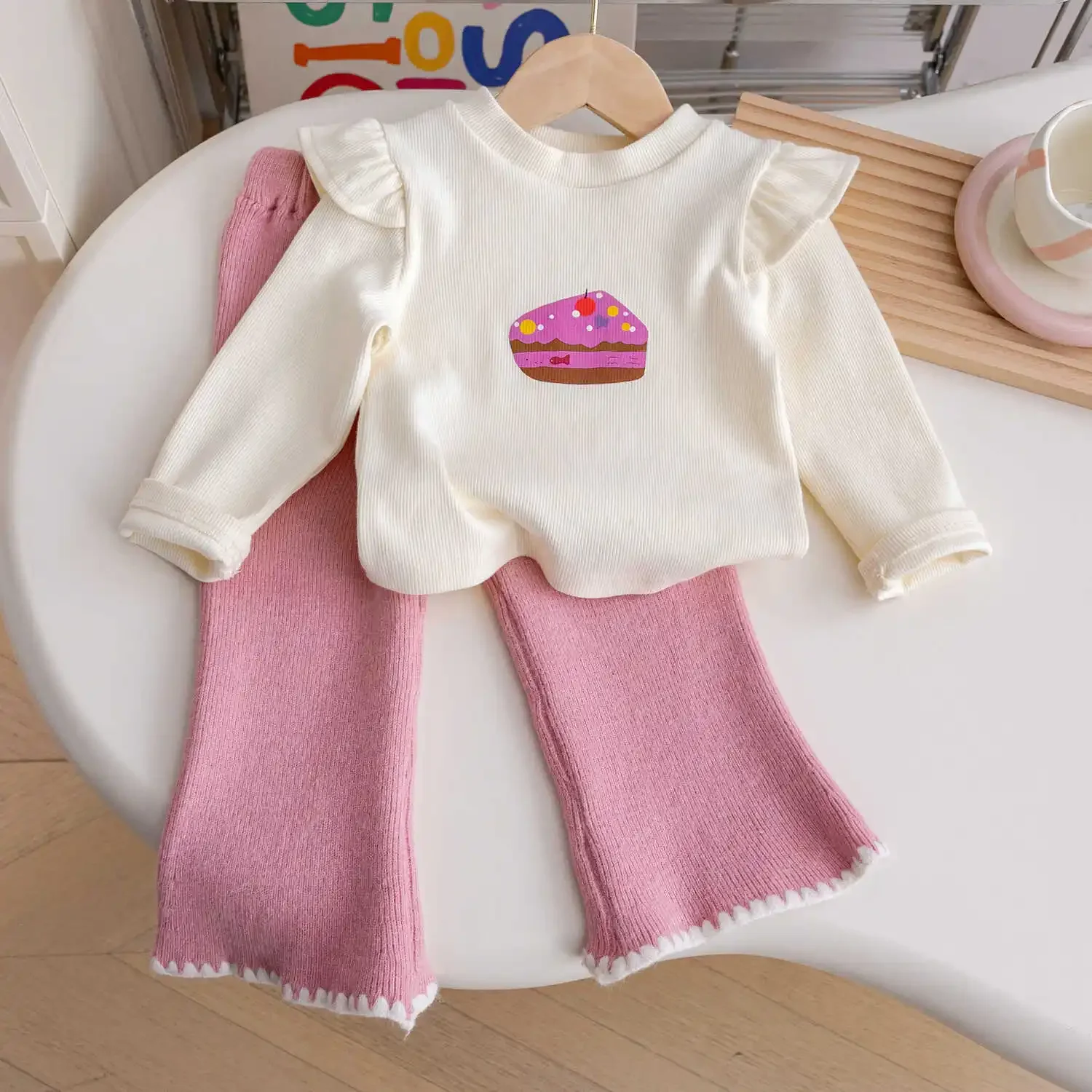 Girls Clothes Suits Children 2024 New Spring Fall Fashion Sweater Top and Trousers Simple Casual Two-piece Set Clothes Children