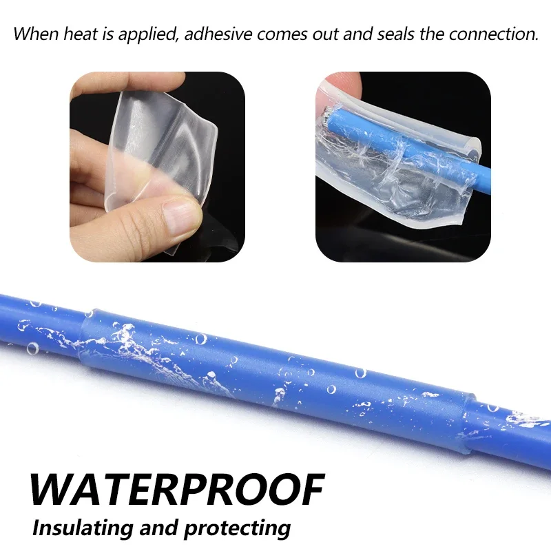 1~20m 3:1 Heat Shrink Tubing With Glue Transparent 1.6~ 50mm Double Wall Adhensive Lined Wire Polyolefin Cable Sleeve Waterproof