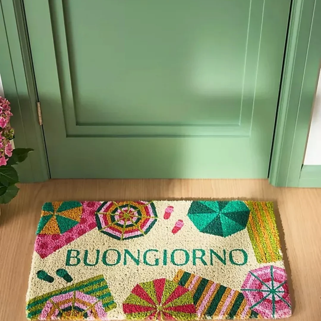 Boho Rainbow Floral Welcome Coir Door Mat Bohemian Flower Print Indoor Outdoor Front Porch Entryway Doormat Home Decor Rug