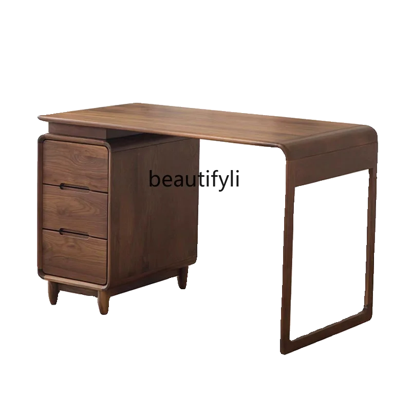 North America Black Walnut Modern Light Luxury Solid Wood Computer Desk Office Office Writing Desk