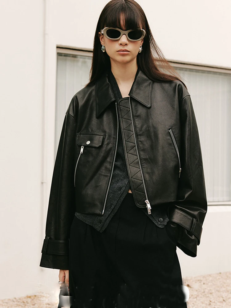 Frauen Frühjahr Echte Blister Schaffell Leder Jacke Lose Echt Leder Jacke