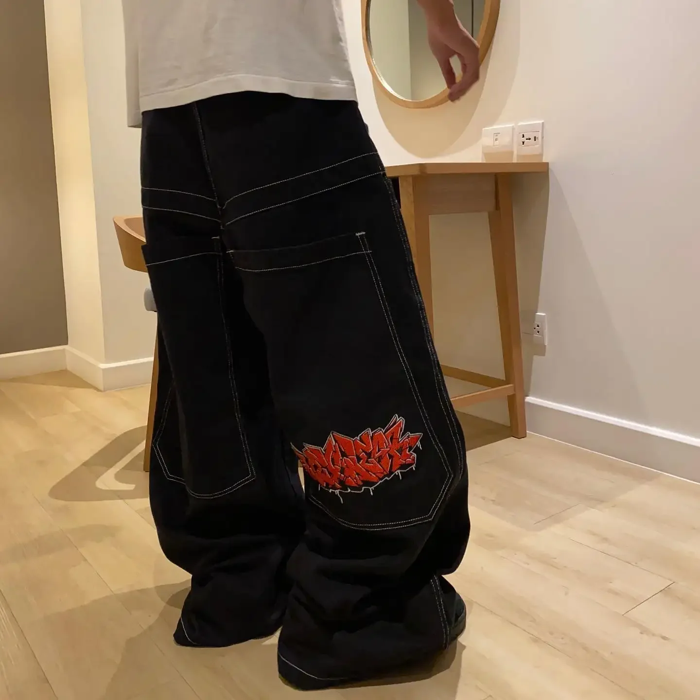 Wexwear Trendy Brand Y2K New Vintage Baggy Jeans short pants Men  Harajuku Punk Hip Hop High Waist Jeans Streetwear Cargo Pants