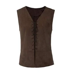 Mens Medieval Vest Pirate Costume Renaissance Steampunk Gothic Lace-up Waistcoat