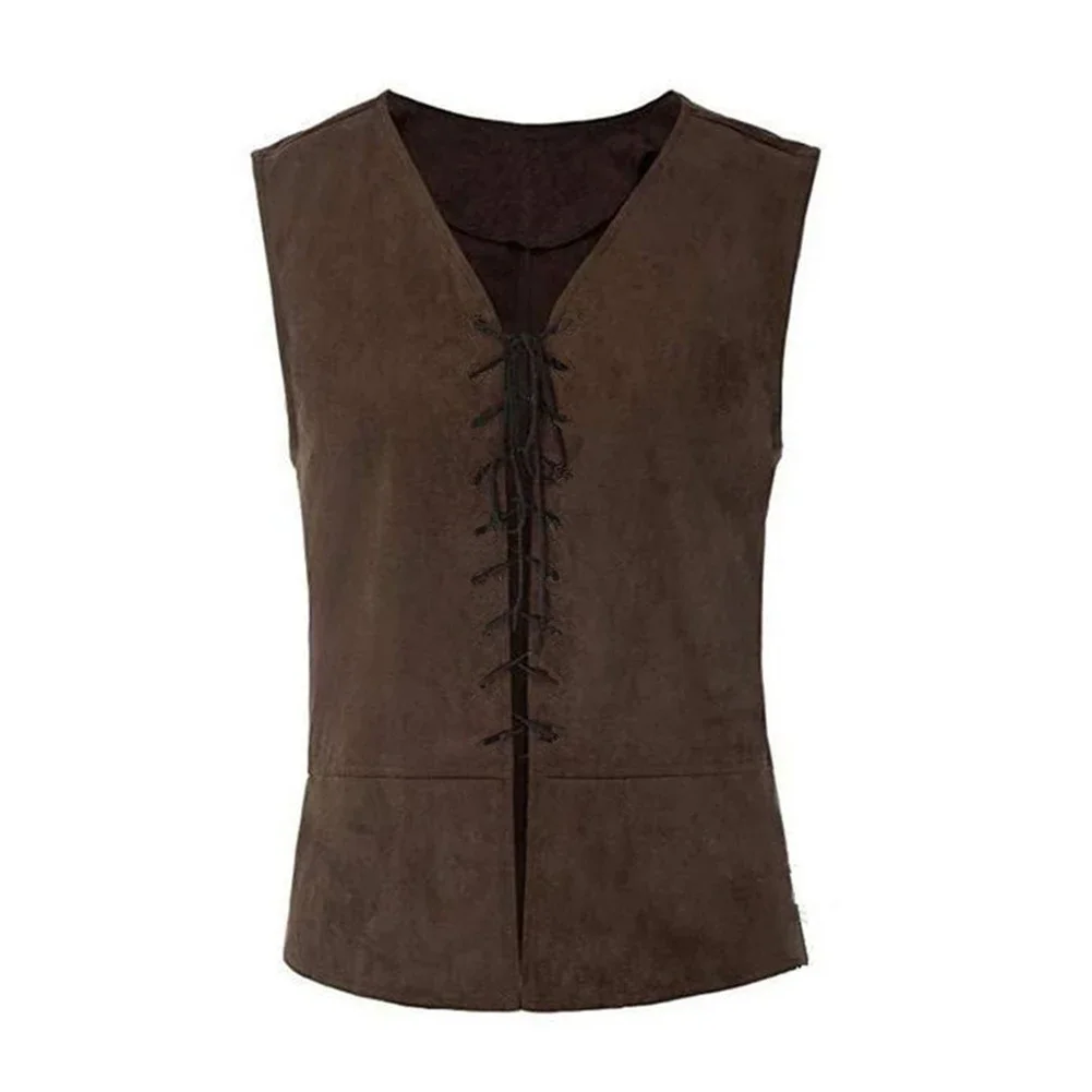 Mens Medieval Vest Pirate Costume Renaissance Steampunk Gothic Lace-up Waistcoat