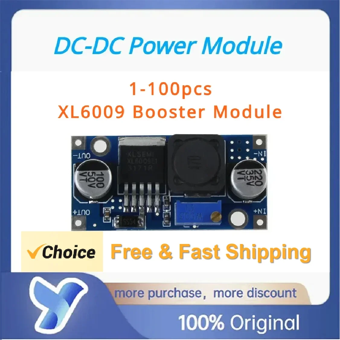 Saída do módulo de potência XL6009 DC-DC, Ajustável sobre LM2577 4A CN6009 Booster, 5-50pcs por lote