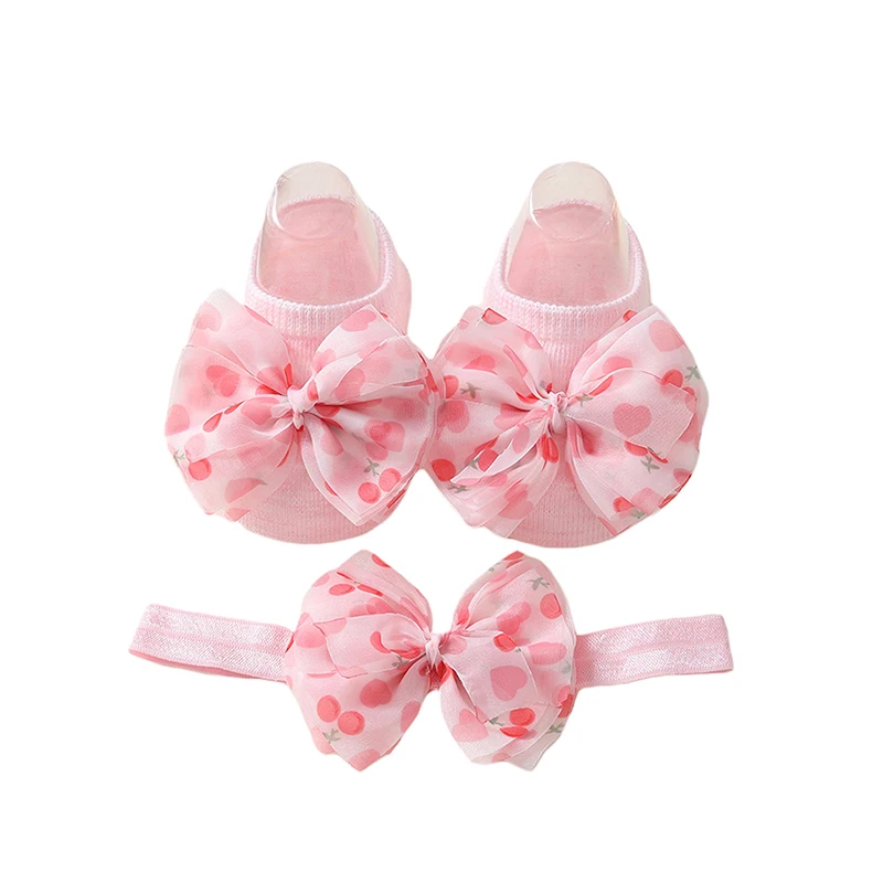 新生児用フローラルボウ付きプリンセスソックスとヘッドバンドセット,赤ちゃん,パーティー,結婚式,春,秋