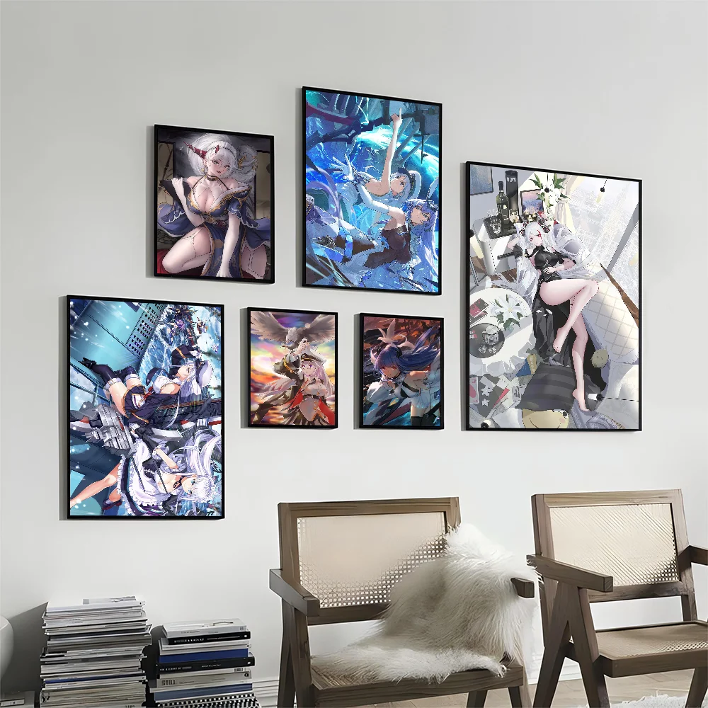 

Azur Lane Anime Posters Sticky Waterproof Paper Sticker Coffee House Bar Kawaii Room Decor