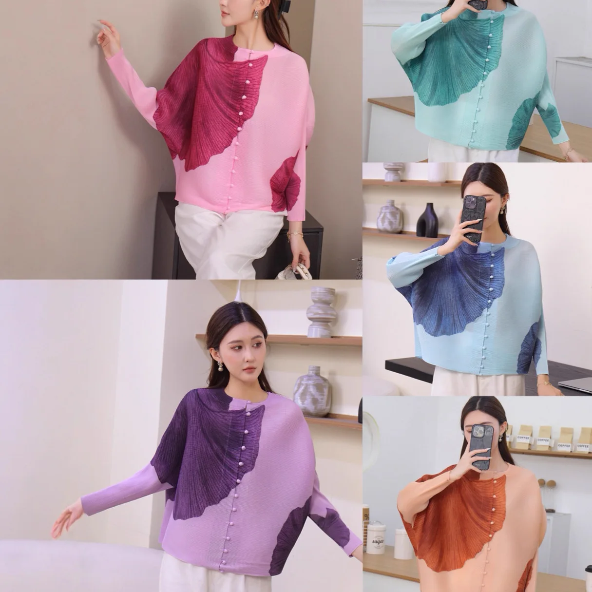 

Miyake Fold 2025 Весна и осень Новый стиль Большой свободный длинный рукав Короткое модное складное верхнее пальто Новая рубашка со складками в китайском стиле