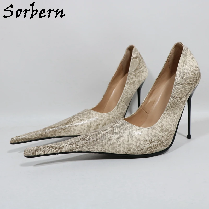 

Sorbern Sexy Fetish Slip On Pump Women Cigarette Heel Pointed Toe Stilettos Slip On 12cm Female Shoes Pointed Toe Custom Colors