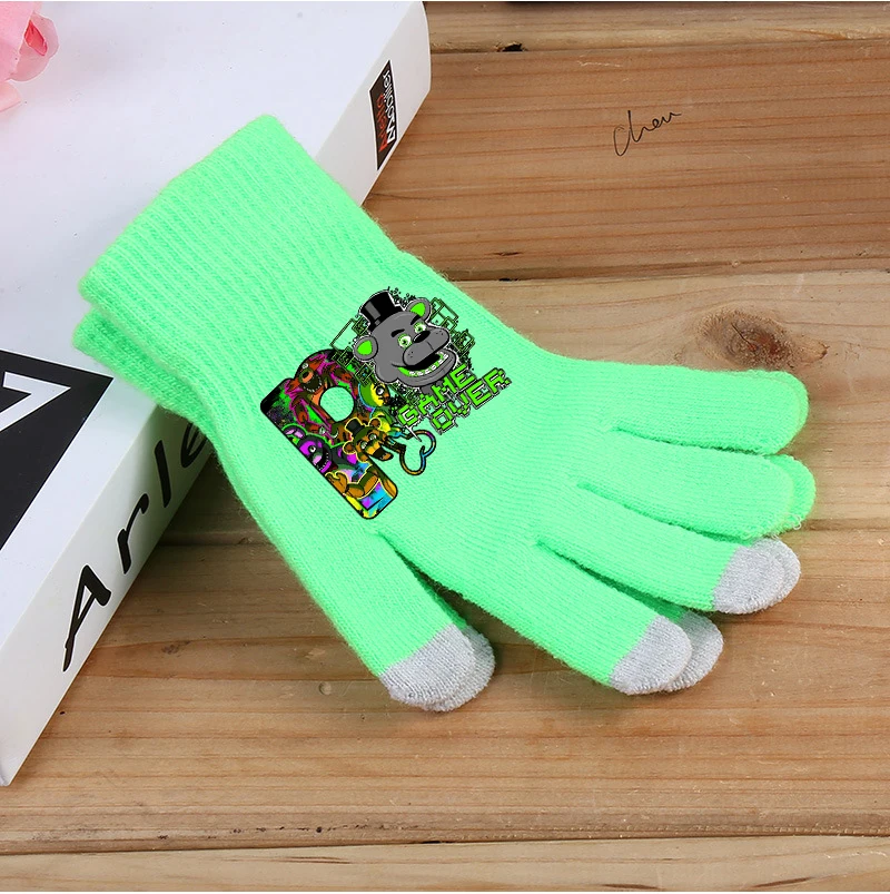 Five Nights At Freddy's 2 Knitted Gloves Creative Cartoon A-Z Letter Knit Glove Winter Warm Cute Children Mittens Birthday Gift