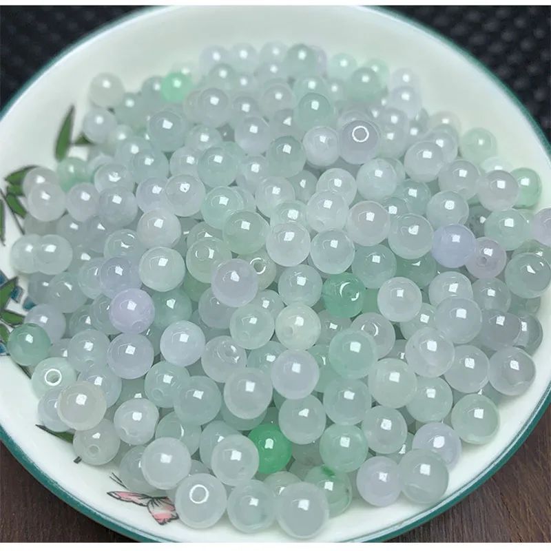 Natural Jadeite Scattered Beads Ice, Green Bashan Jade  Semi-Finished Products, Men's And Women's Bracelet Necklace DIY Acc