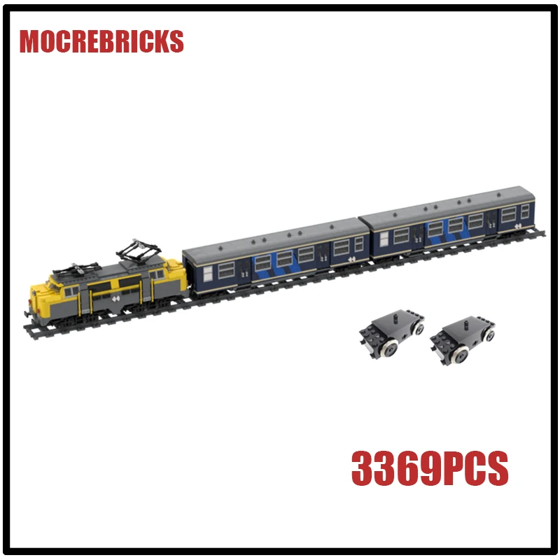 Ladrillos MOC clásicos para niños, tren de pasajeros holandés, transporte ferroviario, modelo de vehículo de Motor, bloques de construcción, juguetes de espectáculo de expertos, regalos para niños