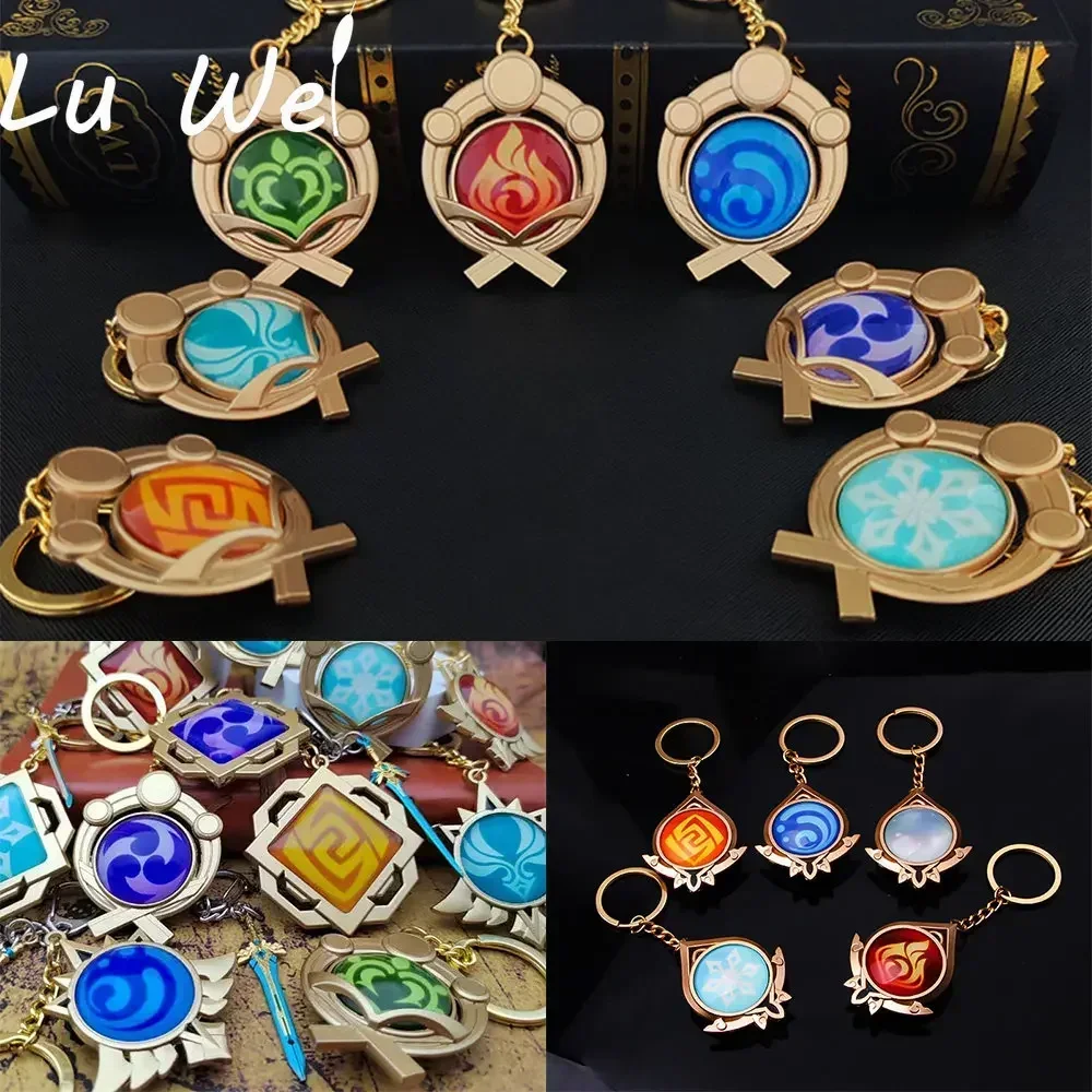 Porte-clés Anime Genshin Impact Vision élément oeil de dieu pour hommes porte-clés de voiture femmes accessoires mignon sac pendentif porte-clés cadeaux