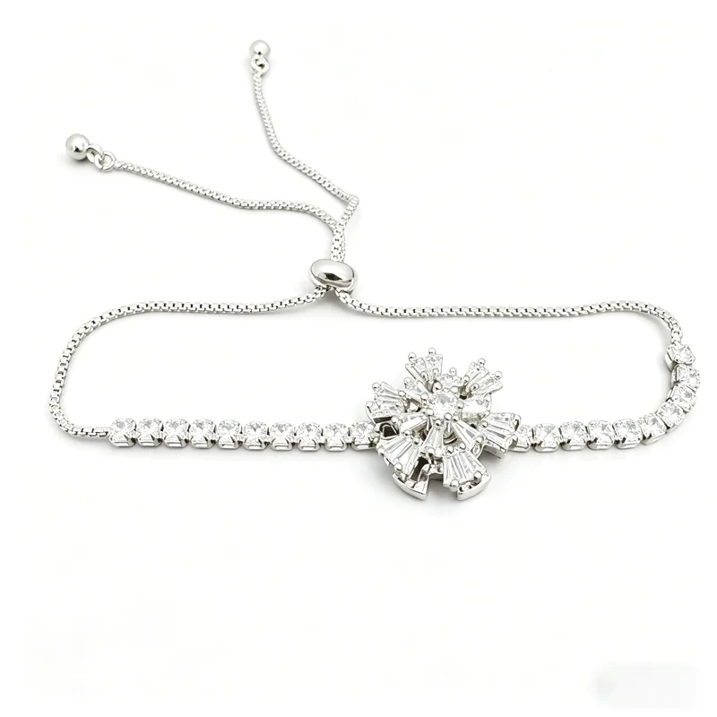 Elegant Gold Plated Statement Cluster Bracelet, Premium Luxury High Polish Shiny CZ Jewelry For Women Anniversary Gift