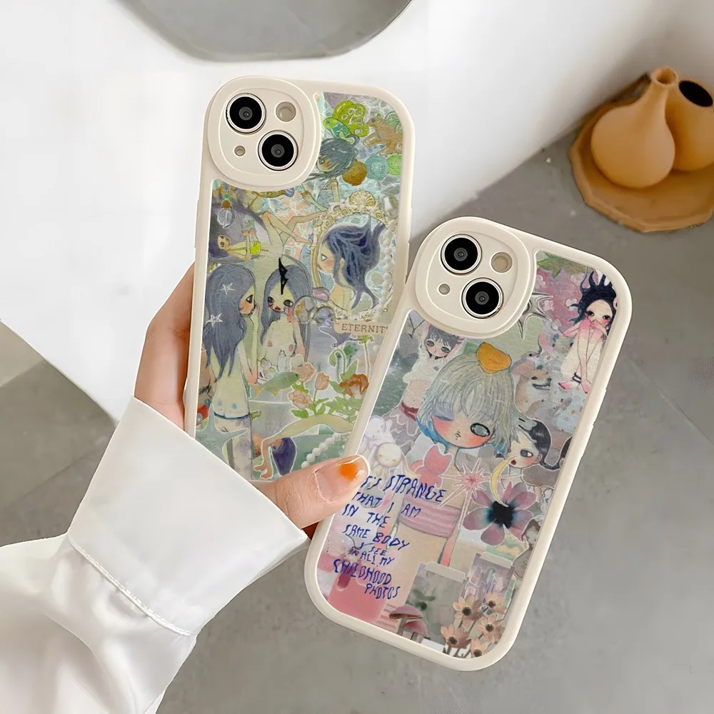 Aya takano telefon hülle lammfell für iphone 15 pro 14 11 13 12 mini x xr xs max 7 8 puls se silikon abdeckung