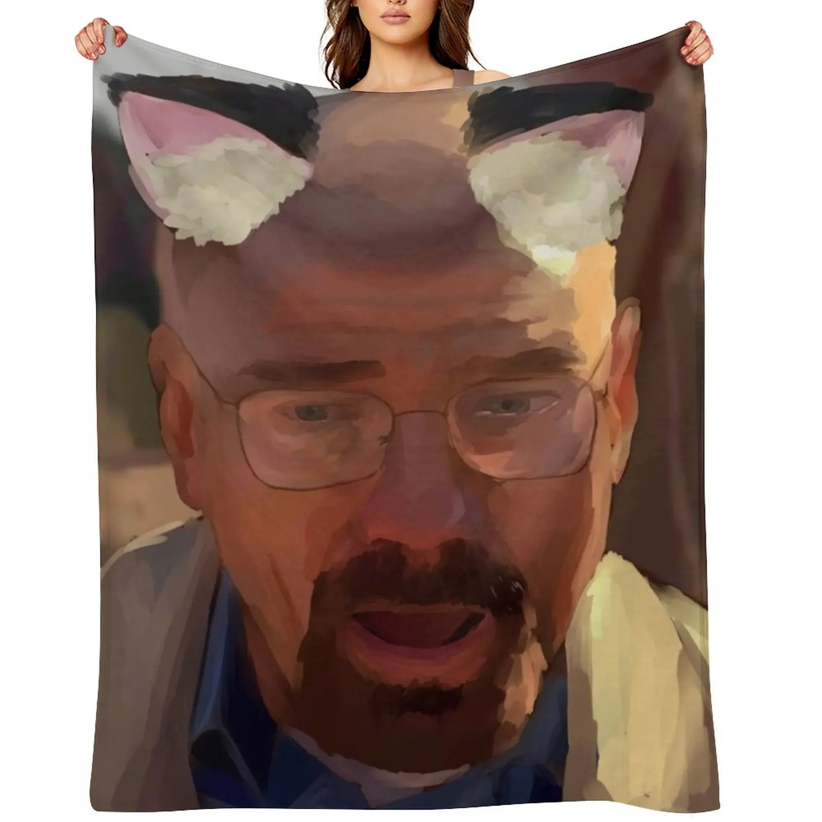 

catboy walter white painting Throw Blanket funny gift Soft Plush Plaid Soft Plaid valentine gift ideas Blankets