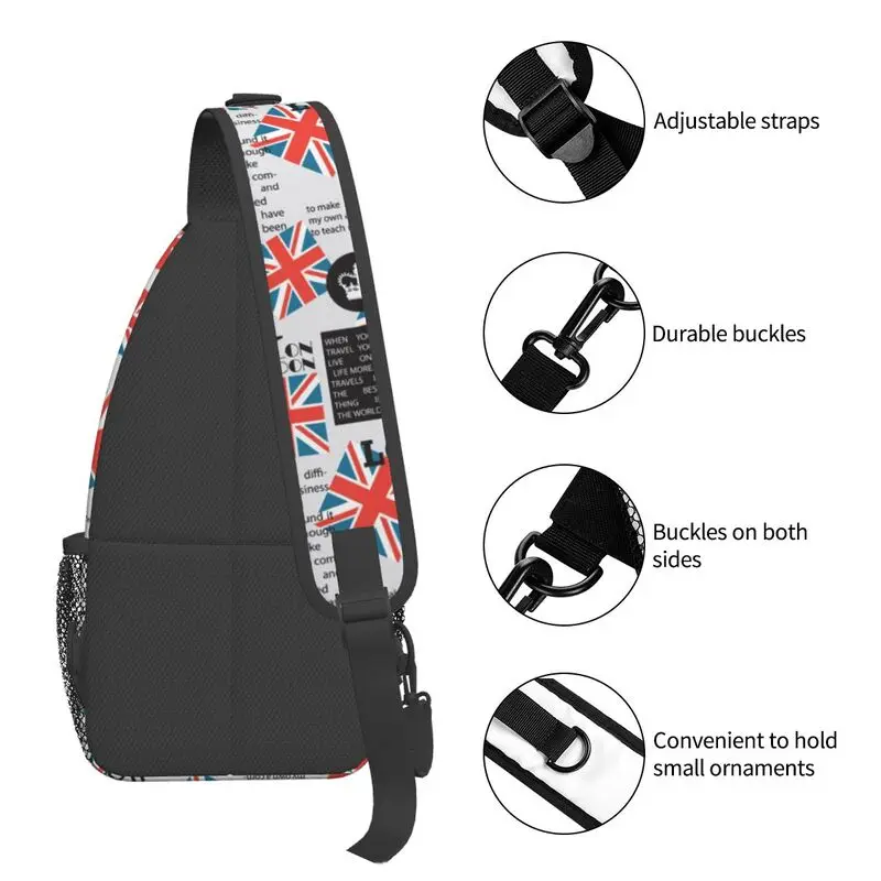 United Kingdom Flag Print Schlinge Brusttasche benutzer definierte UK London britischen Symbol Schulter Cross body Rucksack für Männer reisen Tages rucksack