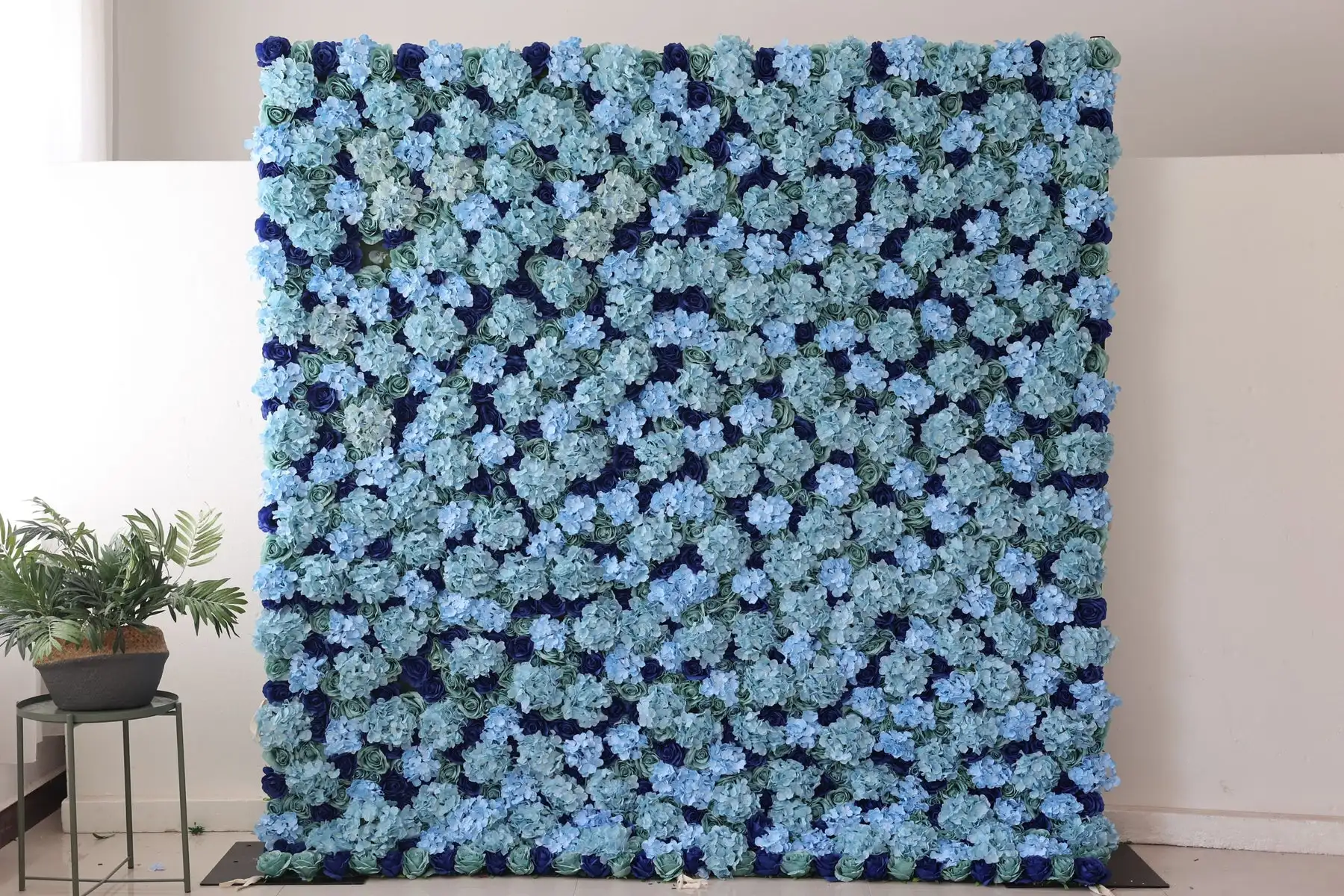 

3D Bluish black Series Rose Hydrangea Roll Up Cloth Flower Wall Wedding Backdrop Window Display Flower Runner Event Party Prop