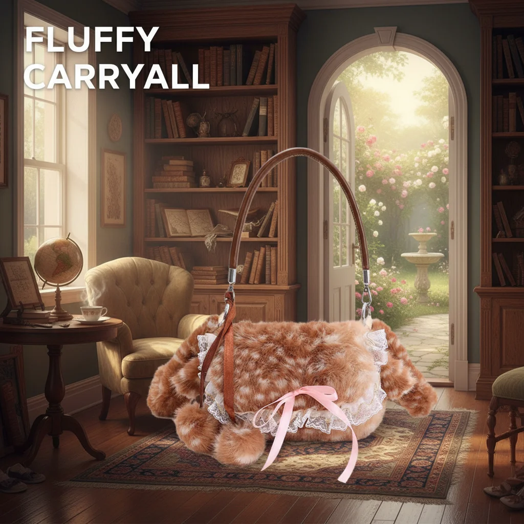 

Winter New Minimalist Deer Spot Fuzzy Handbag High-End Aesthetic Retro Commute Underarm Bag for Women