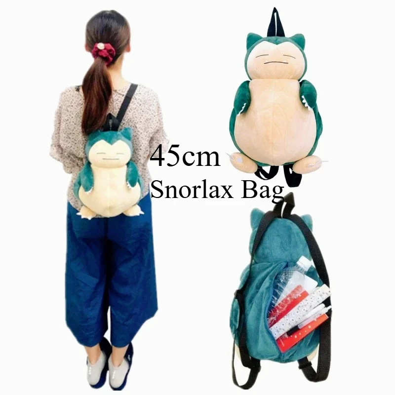 45 cm Pokemon Snorlax Rucksack Plüsch Tasche Cartoon Schultasche Paar Rucksack Cosplay Requisiten Weihnachten Nette Geschenke Kinder Nette Plüsch Tasche