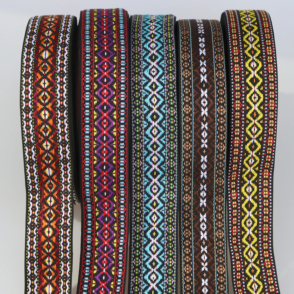 5 Yards/lot Wide 5cm Woven Jacquard Ribbon Geometric ethnic style For Clothing Straps Accessory