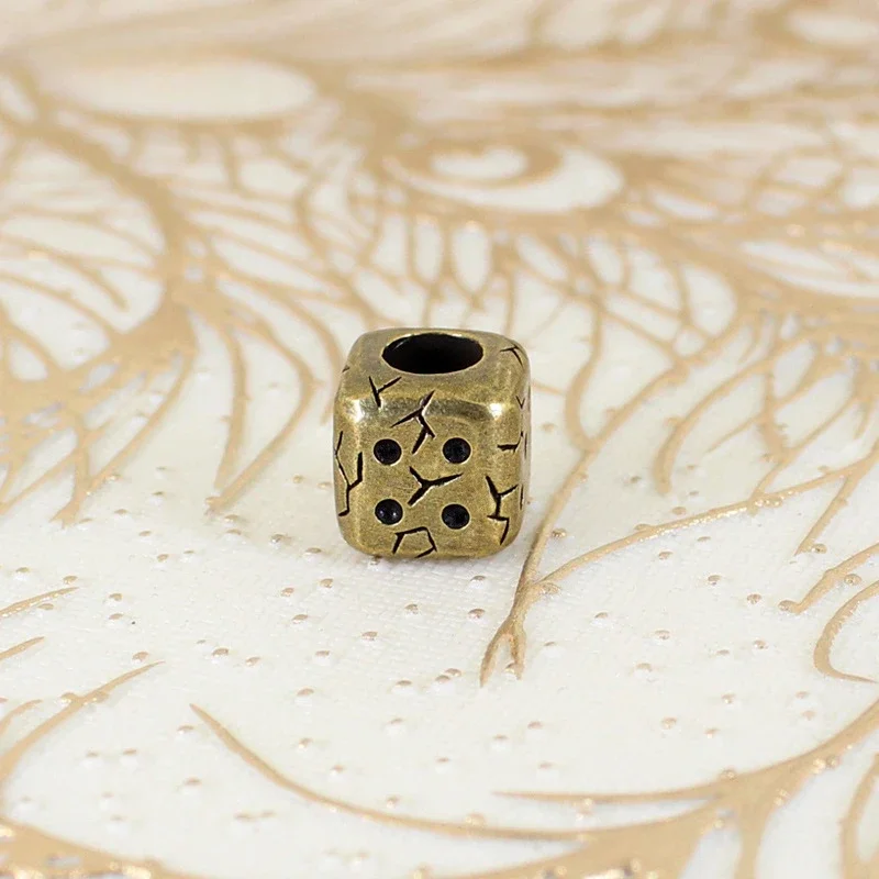 

5pc Brass Dice Knife Bead Paracord Lanyard Pendant Outdoor Flashlight Umbrella Rope Accessories