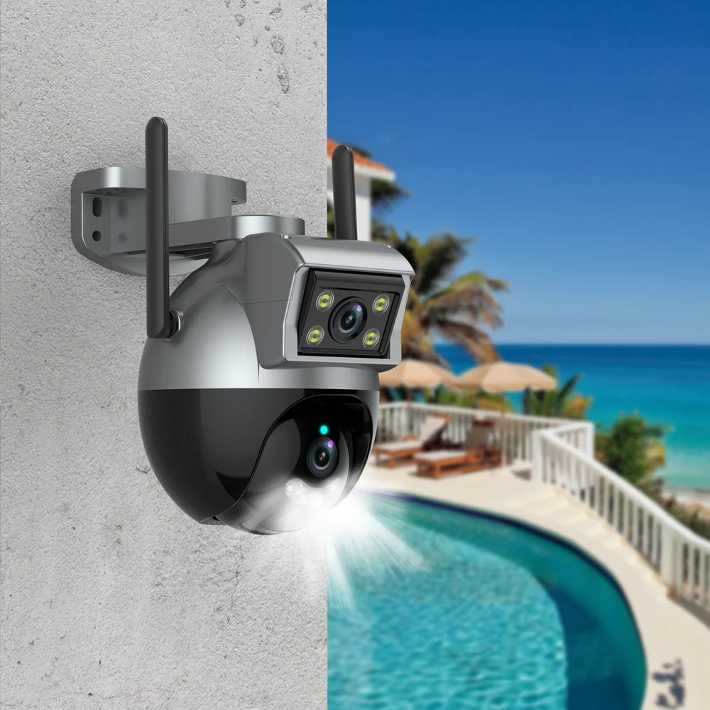 4MP ICAM365 Dual Lens Outdoor WIFI IP Camera Waterproof Color Night Vision CCTV Speed Dome Wireless Security IP Camera