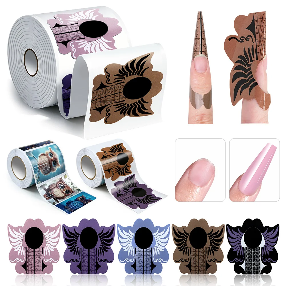 100/500pcs Nail Extension Form Stickers Nail Art Guide Mold Curl Stickers Creating Customed Nail Shapes DIY Manicures Sculpting