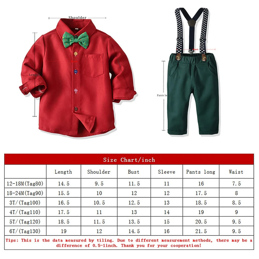 

1Set Kids Festival Clothing Bow Tie Shirt Suspender Trouser Set Durable Comfortable Suitable Birthday Photo Shoot