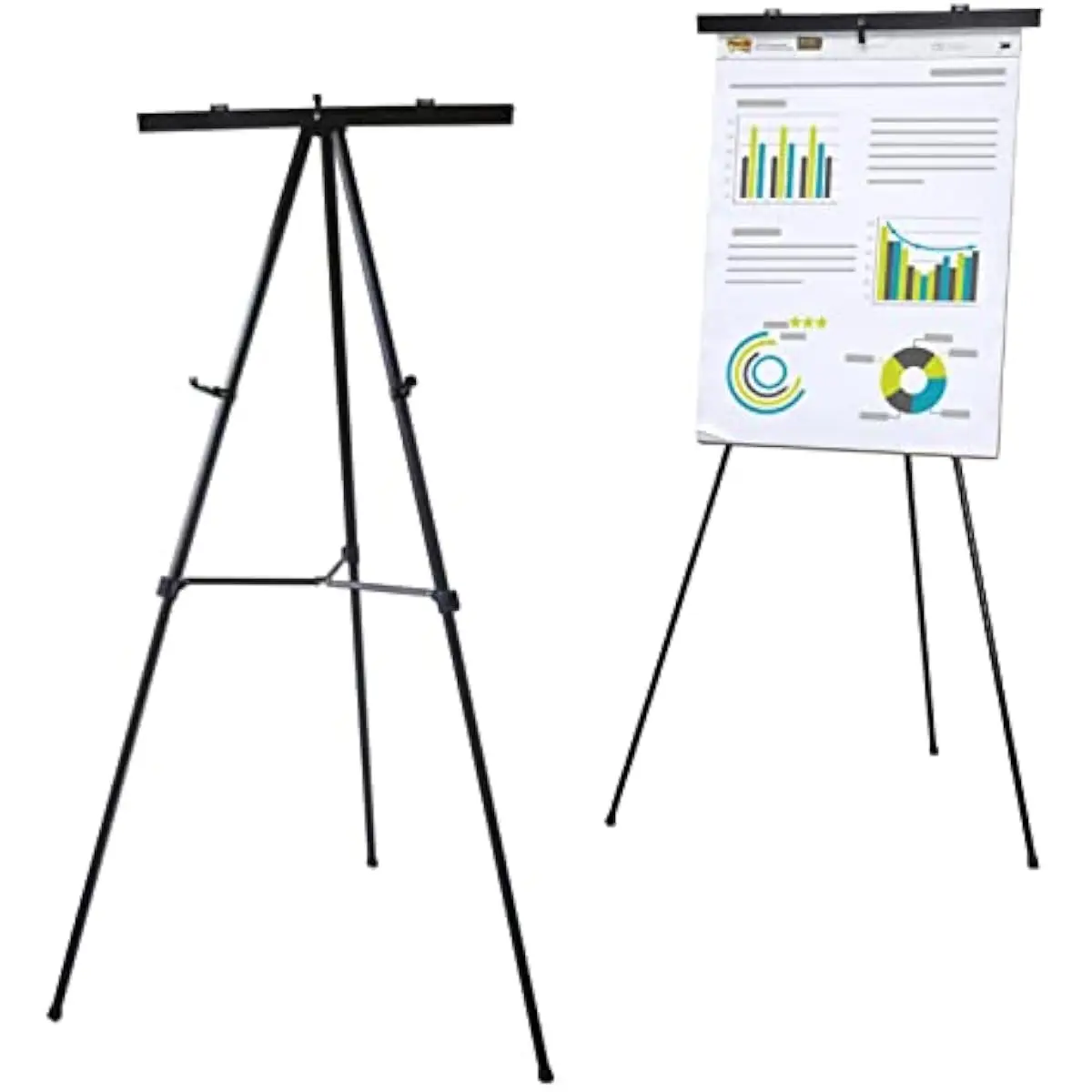 Lightweight Aluminum Presentation Easel with Adjustable Height from 37 to 70 Inches, Satin Anodized Finish, Foldable Design, Rub