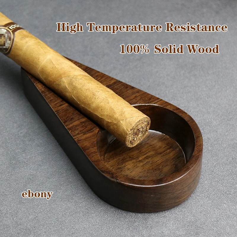 

Ebony Solid Wood Portable Ashtray Single Cigar Holder Retro Home Ashtray for Cigar Cigarette Ashtray Gift Smoking Accessories