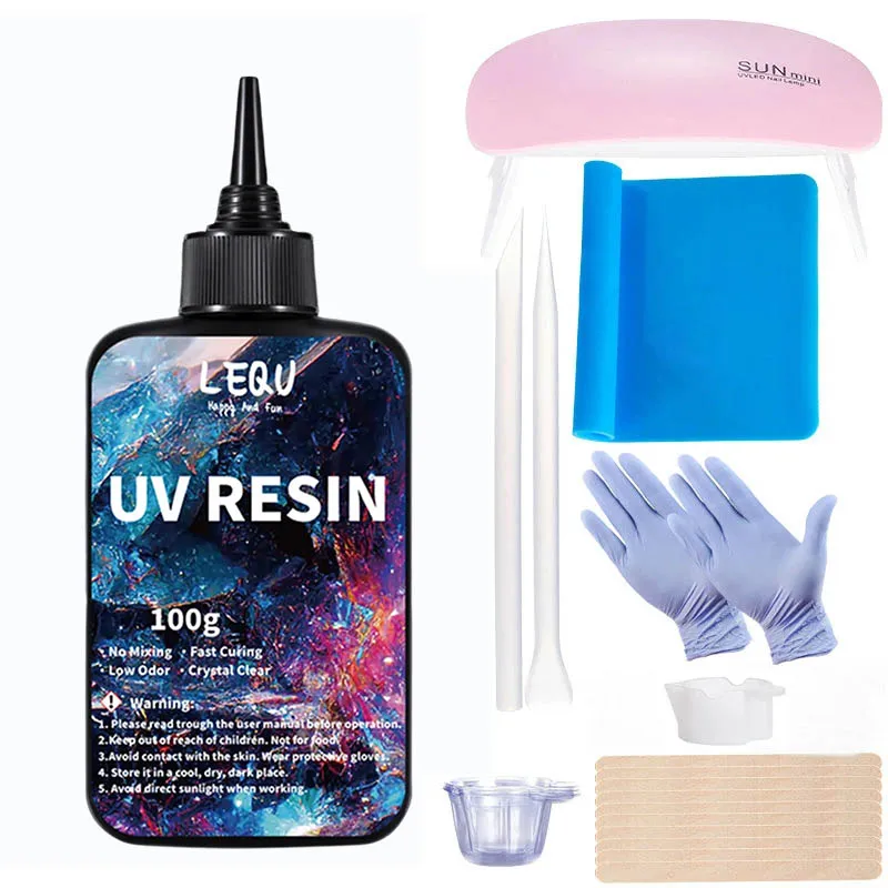 Résine UV transparente 100g, durcissement rapide en une minute, colle époxy solaire ultraviolette pour moulage, bijoux, artisanat, bricolage