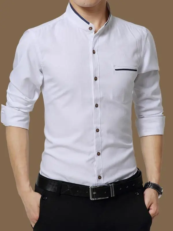 

Contrast Stitching Long Sve Men's irt Color Blo Design Slim Fit Faionable Youthful Sle Four Seasons Universal