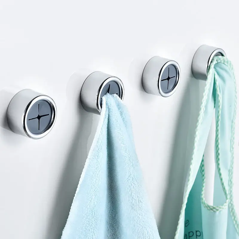 Adhesive Towel Plug Holder Bathroom Wall Mounted Punch Free Organizer Towel Storage Round Hooks Rack Kitchen Rags Dishcloth Clip