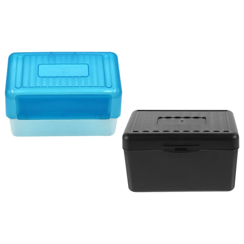 

2 Pcs Business Card Holder 3x5 Inches PP Material Black Blue Desk ganizer Storage Box Office Bathroom Living Room Cards Case