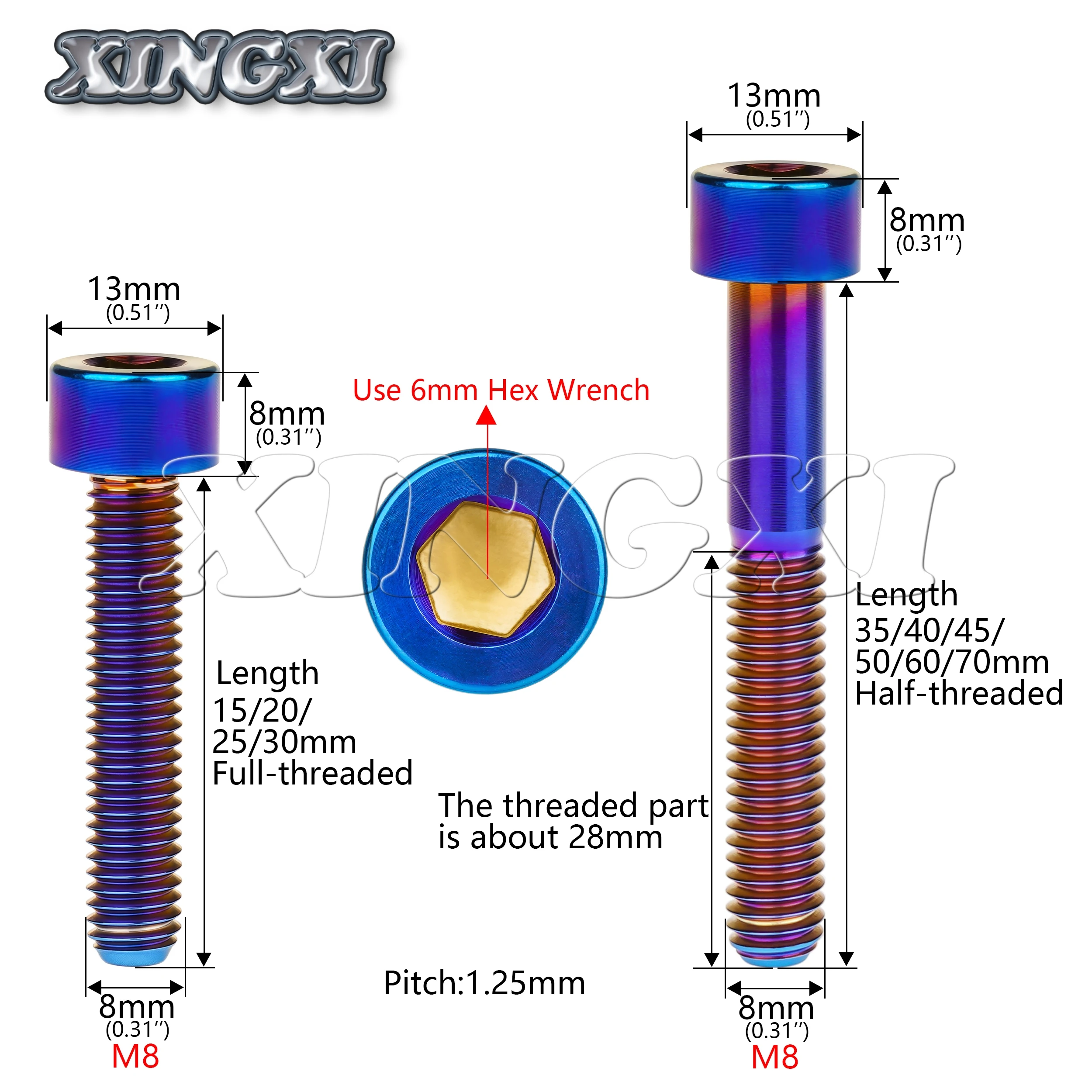 Xingxi DIN912 Bolt M8X15 20 25 30 35 40 45 50 60 70mm Allen Key Socket Head Screw For Bicycle Motorcycle Car Motor Parts
