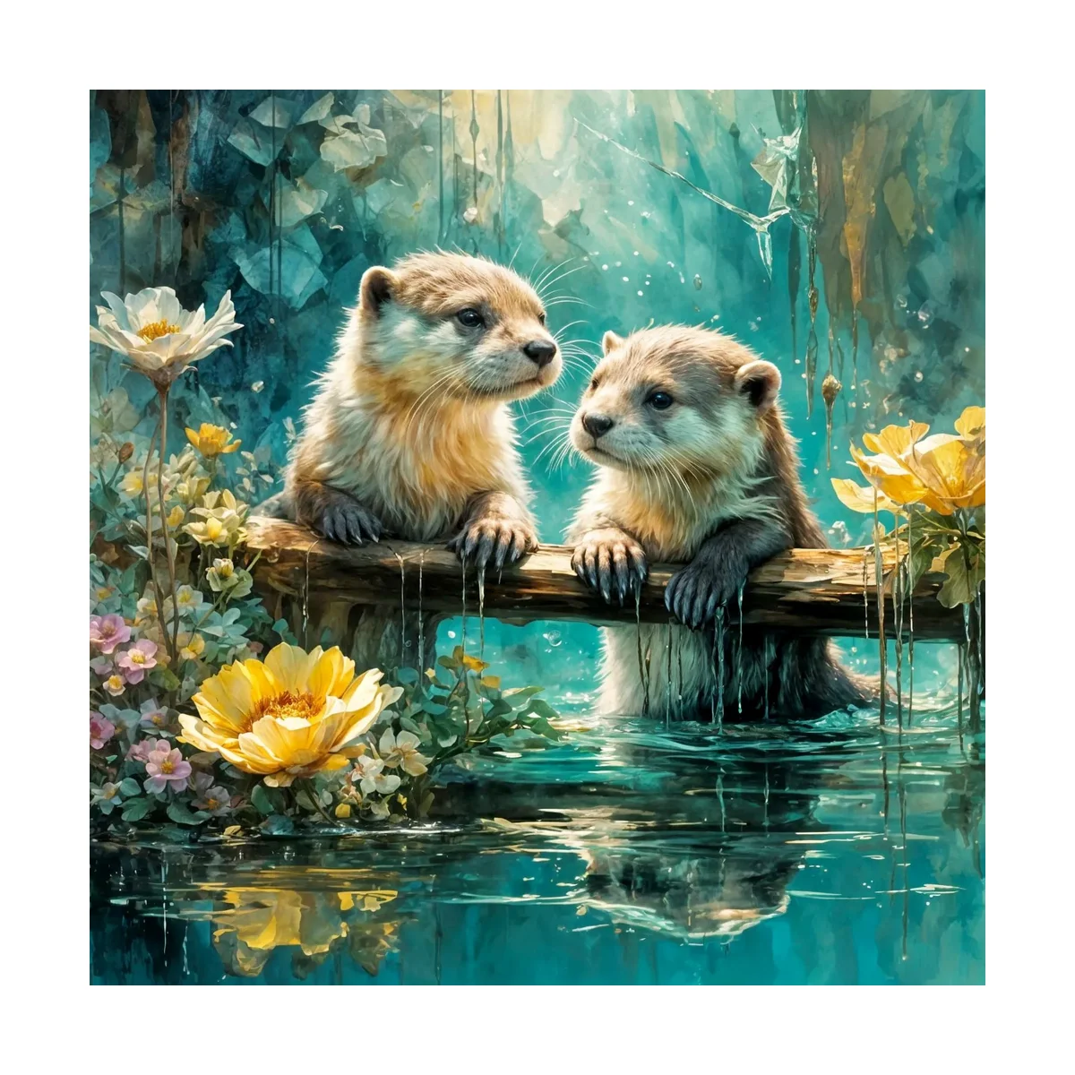 1PC 40X40CM/15.74in, 11Ct/14Ct Borduurpakket Diy Valentijnsdag Cadeau Borduurset Voor Festival, Otter Paar